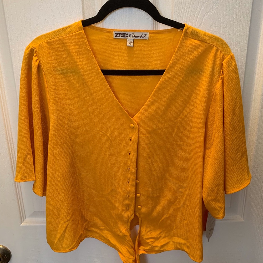 Yellow tie front shirt
